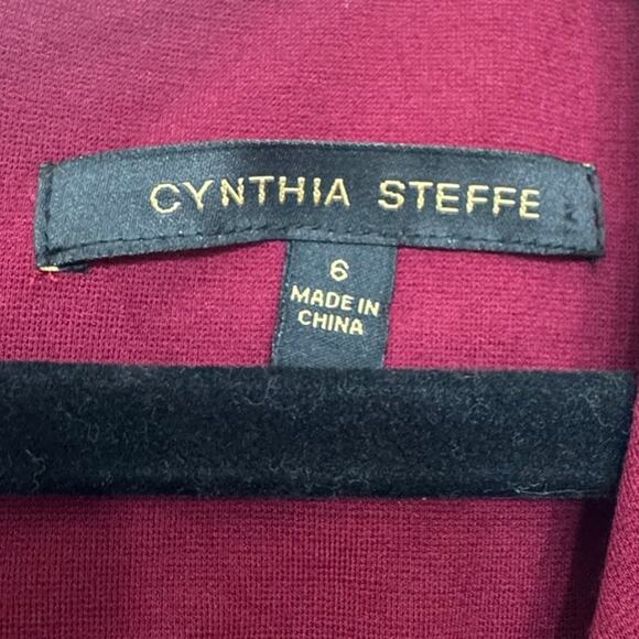 Cynthia Steffe Burgundy Textured Bodycon Dress Size 6 Cocktail Party Zip Back - Picture 3 of 6